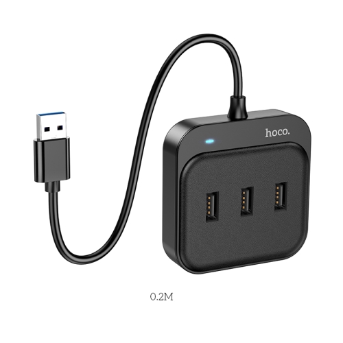 

hoco HB31 Easy 4 in 1 USB to USB3.0+USB2.0x3 Converter, Cable Length:0.2m(Black)
