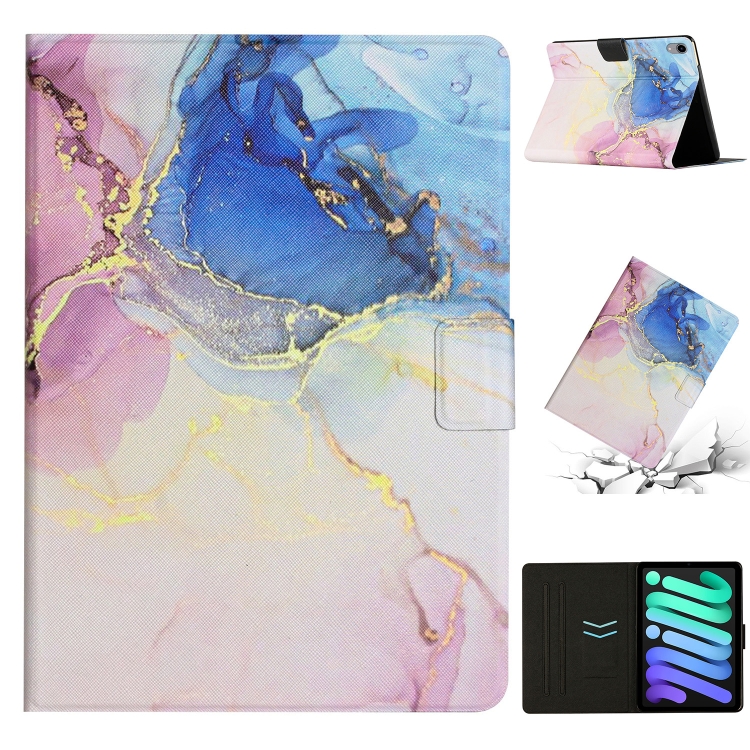 

For iPad 10th Gen 10.9 2022 Marble Pattern Leather Smart Tablet Case(Pink Blue)