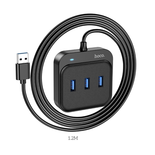 

hoco HB31 Easy 4 in 1 USB to USB3.0x4 Converter, Cable Length:1.2m(Black)