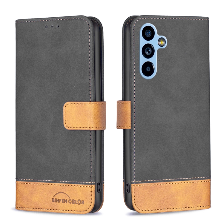 

For Samsung Galaxy A54 5G BF11 Color Matching Skin Feel Leather Phone Case(Black)