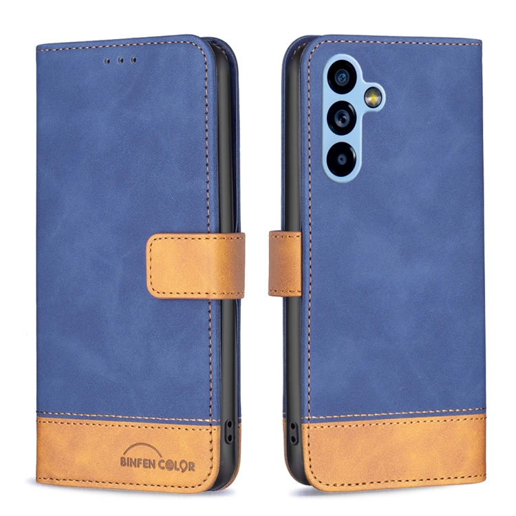 

For Samsung Galaxy A54 5G BF11 Color Matching Skin Feel Leather Phone Case(Blue)