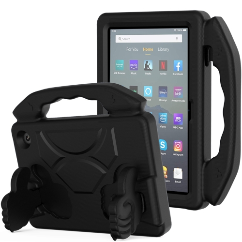 

For Amazon Kindle Fire 7 2022 Children EVA Shockproof Tablet Case with Thumb Bracket(Black)