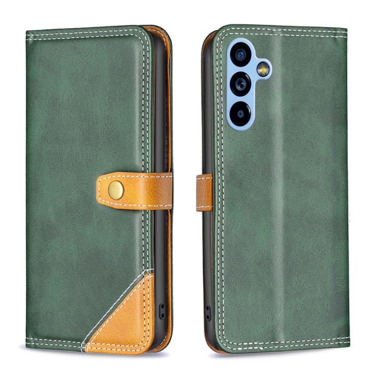 

For Samsung Galaxy A54 5G Color Matching Double Sewing Thread Leather Phone Case(Green)