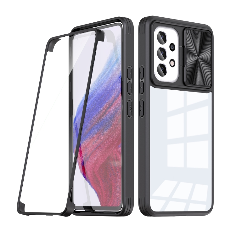 

For Samsung Galaxy A53 5G 360 degree Full Coverage Sliding Camshield Phone Case(Black)