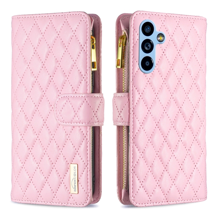 

For Samsung Galaxy A54 5G Diamond Lattice Zipper Wallet Leather Flip Phone Case(Pink)