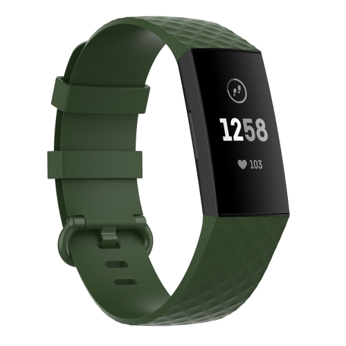 

Color Buckle TPU Wrist Strap Watch Band for Fitbit Charge 4 / Charge 3 / Charge 3 SE, Size: S(Olive Green)