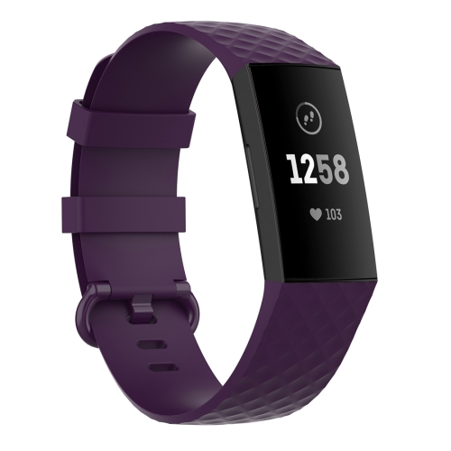 

Color Buckle TPU Wrist Strap Watch Band for Fitbit Charge 4 / Charge 3 / Charge 3 SE, Size: S(Dark Purple)