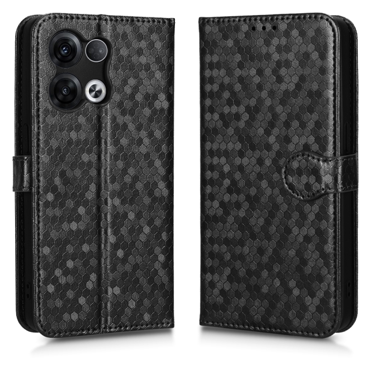 

For OPPO Reno8 Pro 5G Honeycomb Dot Texture Leather Phone Case(Black)