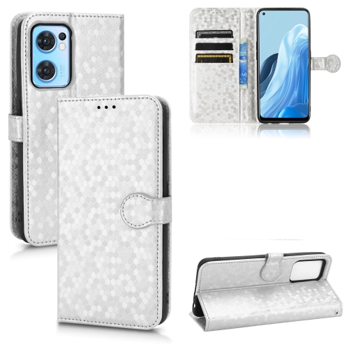 

For OPPO Reno7 5G Global / Find X5 Lite Honeycomb Dot Texture Leather Phone Case(Silver)