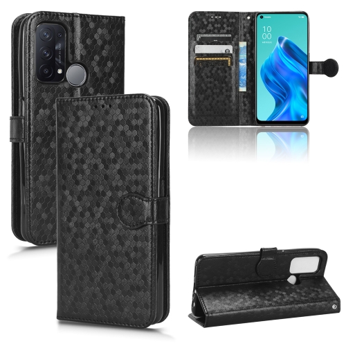 

For OPPO Reno5 A Honeycomb Dot Texture Leather Phone Case(Black)
