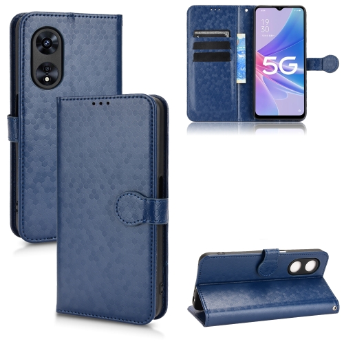 

For OPPO A97 5G Honeycomb Dot Texture Leather Phone Case(Blue)