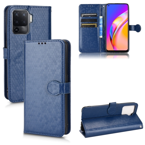 

For OPPO A94 4G Honeycomb Dot Texture Leather Phone Case(Blue)