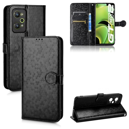 

For Realme GT Neo2 Honeycomb Dot Texture Leather Phone Case(Black)