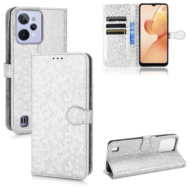 

For Realme C31 Honeycomb Dot Texture Leather Phone Case(Silver)