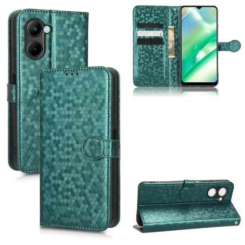 

For Realme C22 4G Honeycomb Dot Texture Leather Phone Case(Green)