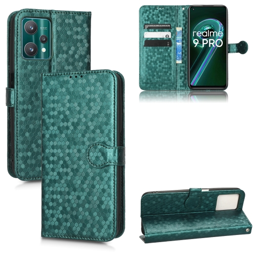 

For Realme 9 5G / 9 Pro / Q5 Honeycomb Dot Texture Leather Phone Case(Green)