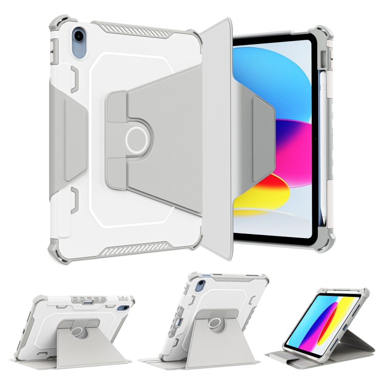 

360 Degree Rotating Armored Smart Tablet Leather Case For iPad 10th Gen 10.9 2022(Grey)