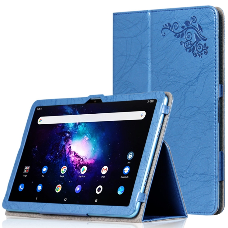 

For TCL Tab Pro 5G Flower Embossed Leather Tablet Case with Holder(Blue)