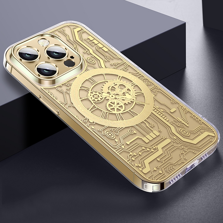 

For iPhone 12 Punk Machinery MagSafe Magnetic Phone Case(Transparent Gold)