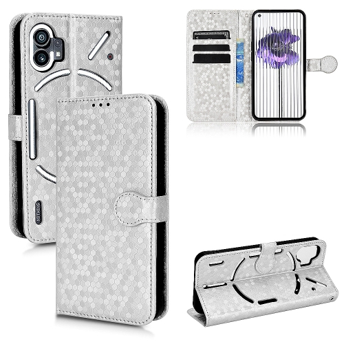 

For Nothing Phone 1 Honeycomb Dot Texture Leather Phone Case(Silver)