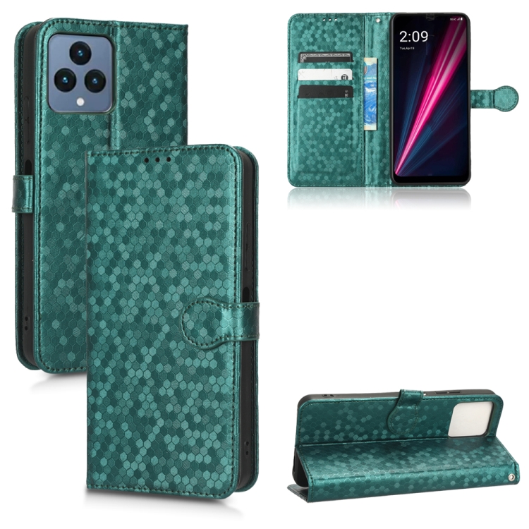 

For T-Mobile REVVL 6 5G Honeycomb Dot Texture Leather Phone Case(Green)