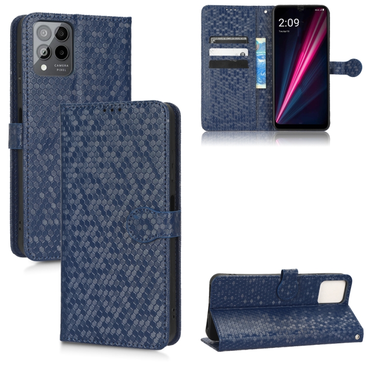 

For T-Mobile REVVL 6 Pro 5G Honeycomb Dot Texture Leather Phone Case(Blue)