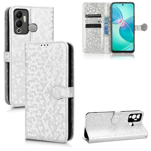 

For Infinix Hot 12 Play Honeycomb Dot Texture Leather Phone Case(Silver)