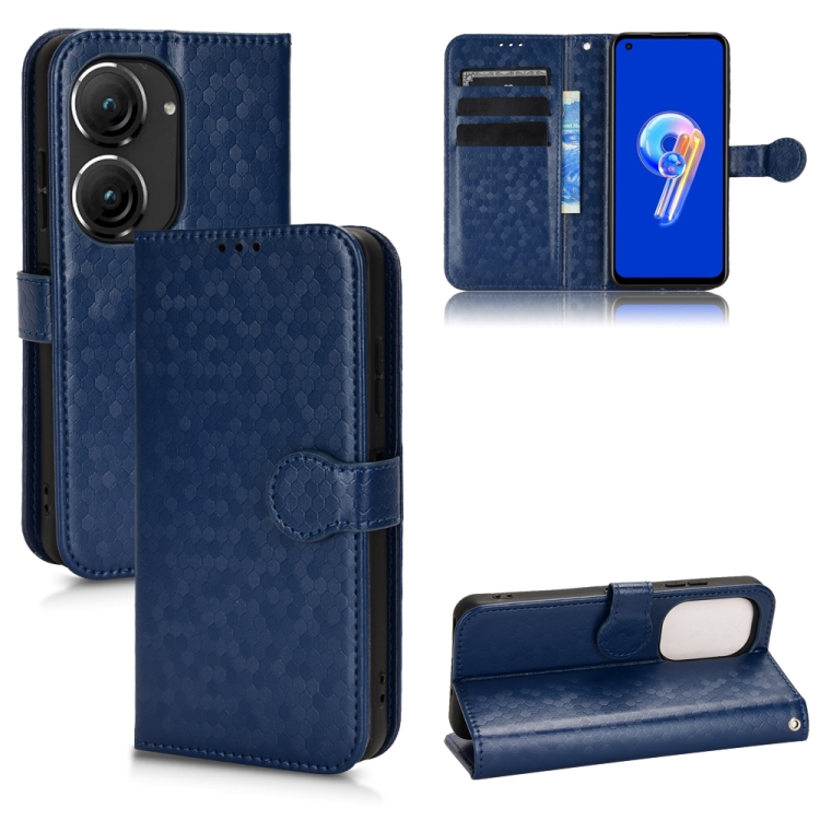

For Asus Zenfone 9 Honeycomb Dot Texture Leather Phone Case(Blue)