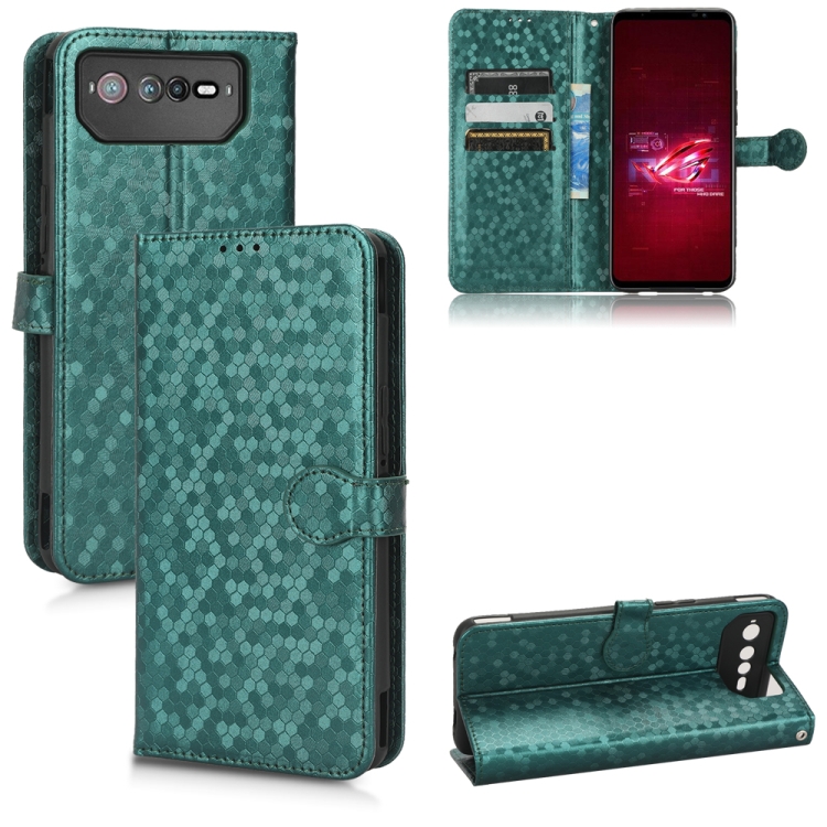 

For Asus ROG Phone 6 Honeycomb Dot Texture Leather Phone Case(Green)