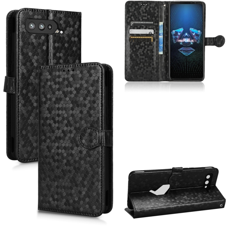 

For Asus ROG Phone 5 Honeycomb Dot Texture Leather Phone Case(Black)