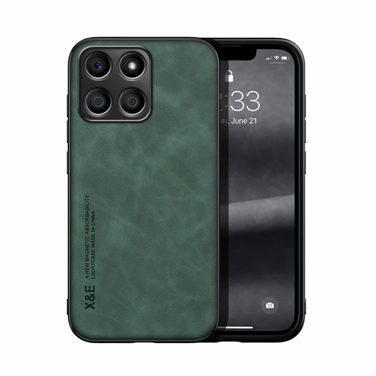 

For Honor X8 5G Skin Feel Magnetic Leather Phone Case(Green)