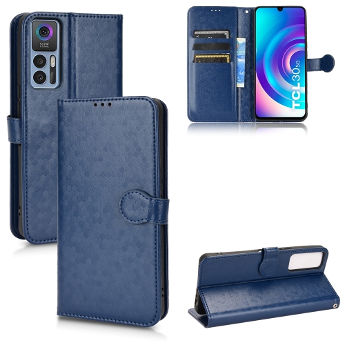 

For TCL 30 5G Honeycomb Dot Texture Leather Phone Case(Blue)