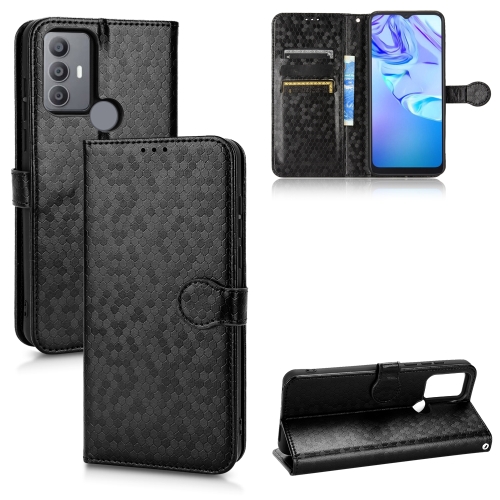 

For TCL 30 SE Honeycomb Dot Texture Leather Phone Case(Black)