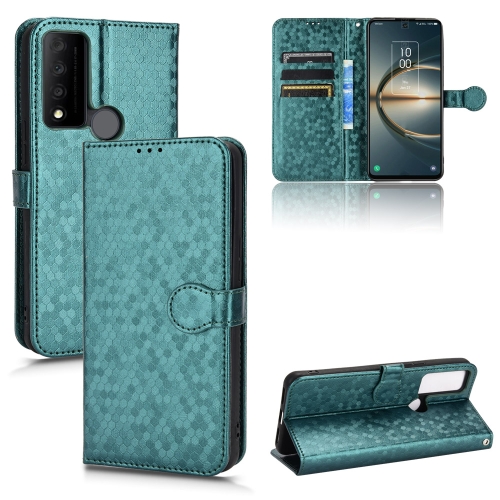 

For TCL 30V 5G Honeycomb Dot Texture Leather Phone Case(Green)