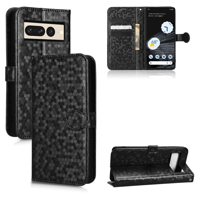 

For Google Pixel 7 Pro Honeycomb Dot Texture Leather Phone Case(Black)