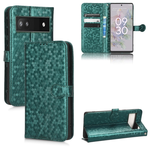 

For Google Pixel 6a Honeycomb Dot Texture Leather Phone Case(Green)