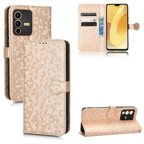 

For vivo S12 Pro / V23 Pro 5G Honeycomb Dot Texture Leather Phone Case(Gold)