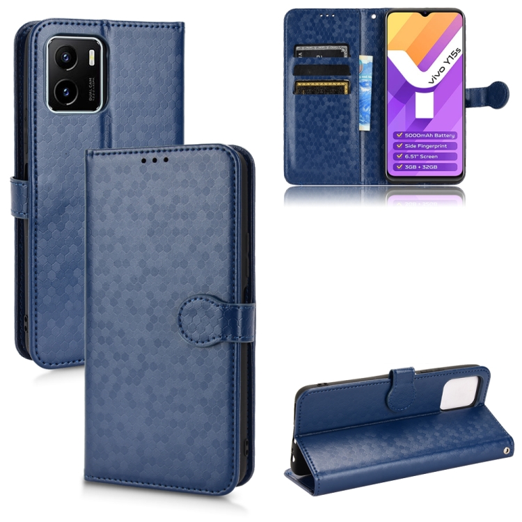 

For vivo Y15s Honeycomb Dot Texture Leather Phone Case(Blue)