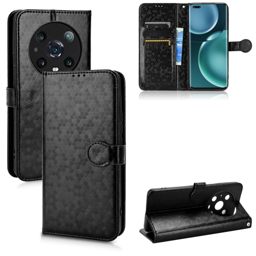 

For Honor Magic4 Pro Honeycomb Dot Texture Leather Phone Case(Black)