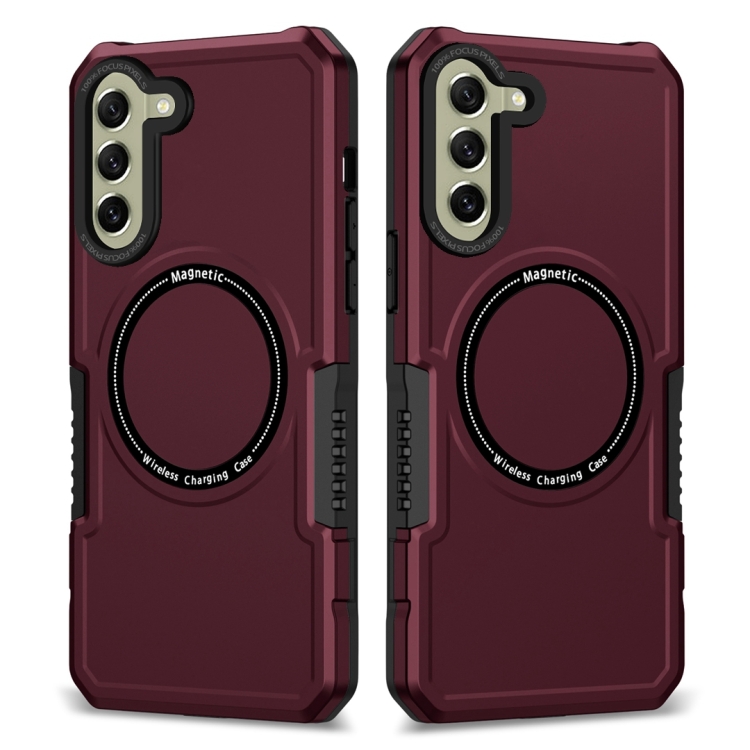 

For Samsung Galaxy S21 FE 5G MagSafe Shockproof Armor Phone Case(Wine Red)