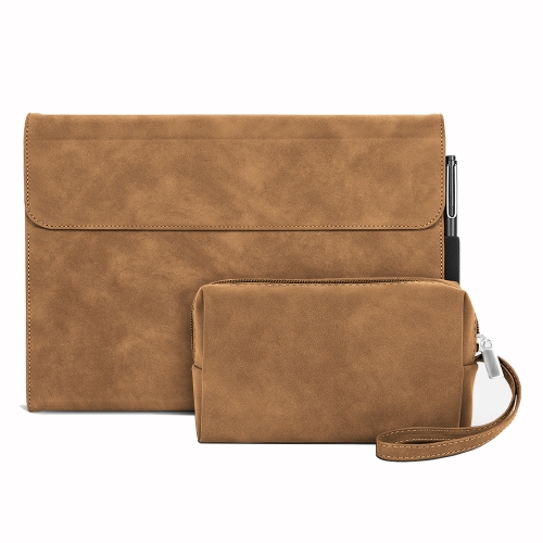 

For Microsoft Surface Pro 9 Sheepskin All-Inclusive Shockproof Protective Case with Power Bag(Brown)
