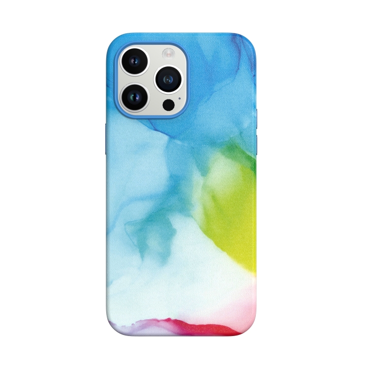 

For iPhone 14 Pro MagSafe Magnetic Leather Watercolor Phone Case(Colorful)