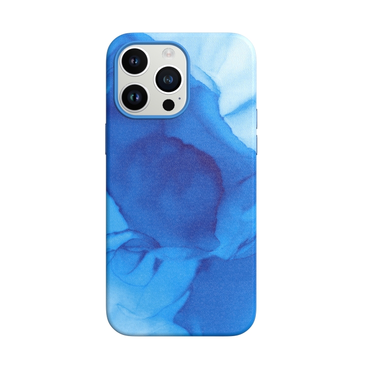 

For iPhone 14 MagSafe Magnetic Leather Watercolor Phone Case(Blue)