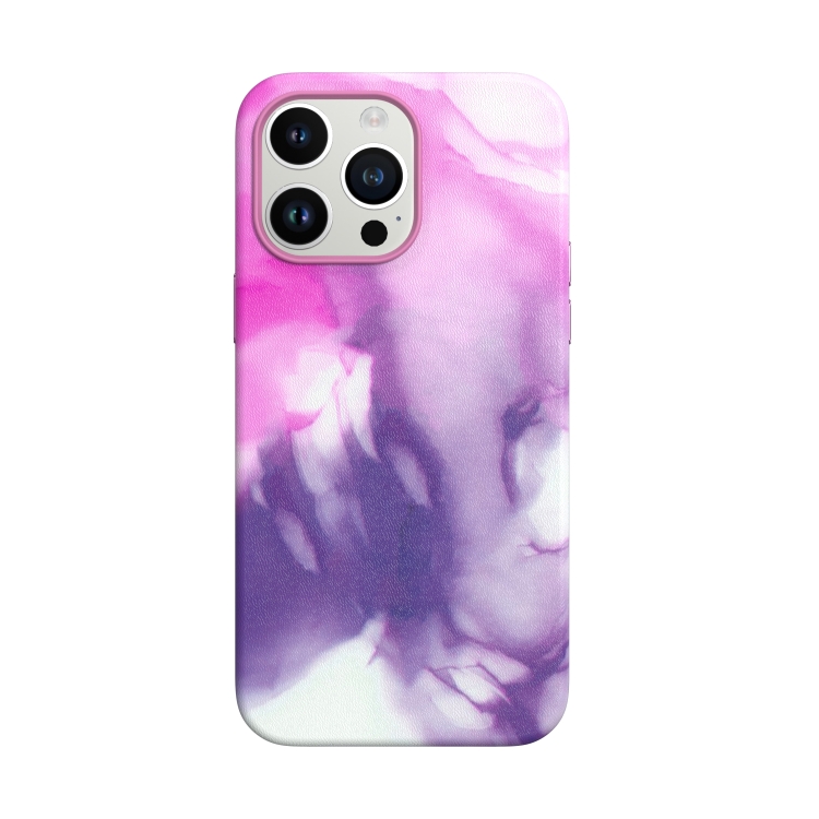 

For iPhone 13 Pro MagSafe Magnetic Leather Watercolor Phone Case(Purple)