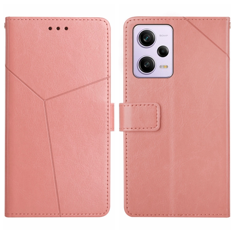 

For Xiaomi Redmi Note 12 Pro China HT01 Y-shaped Pattern Flip Leather Phone Case(Pink)