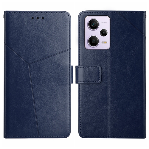 

For Xiaomi Redmi Note 12 Pro+/Note 12 Explorer HT01 Y-shaped Pattern Flip Leather Phone Case(Blue)