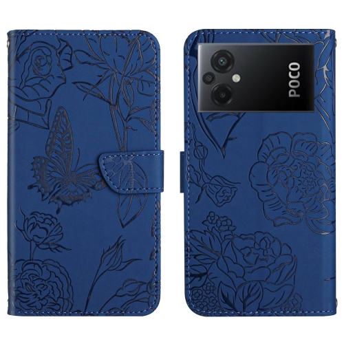 

For Xiaomi Redmi 11 Prime 5G HT03 Skin Feel Butterfly Embossed Flip Leather Phone Case(Blue)