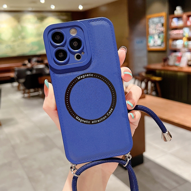 

For iPhone 12 MagSafe Magnetic Lanyard Phone Case(Blue)