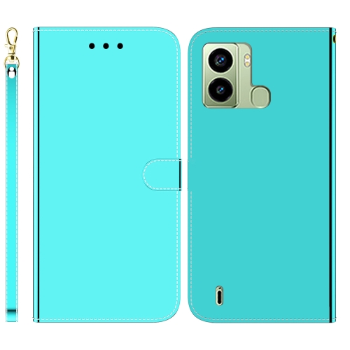 

For Tecno Pop 6 Fingerprint Imitated Mirror Surface Flip Leather Phone Case(Mint Green)