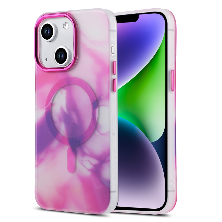 

For iPhone 14 Plus MagSafe Magnetic Ink Phone Case(Pink Purple)